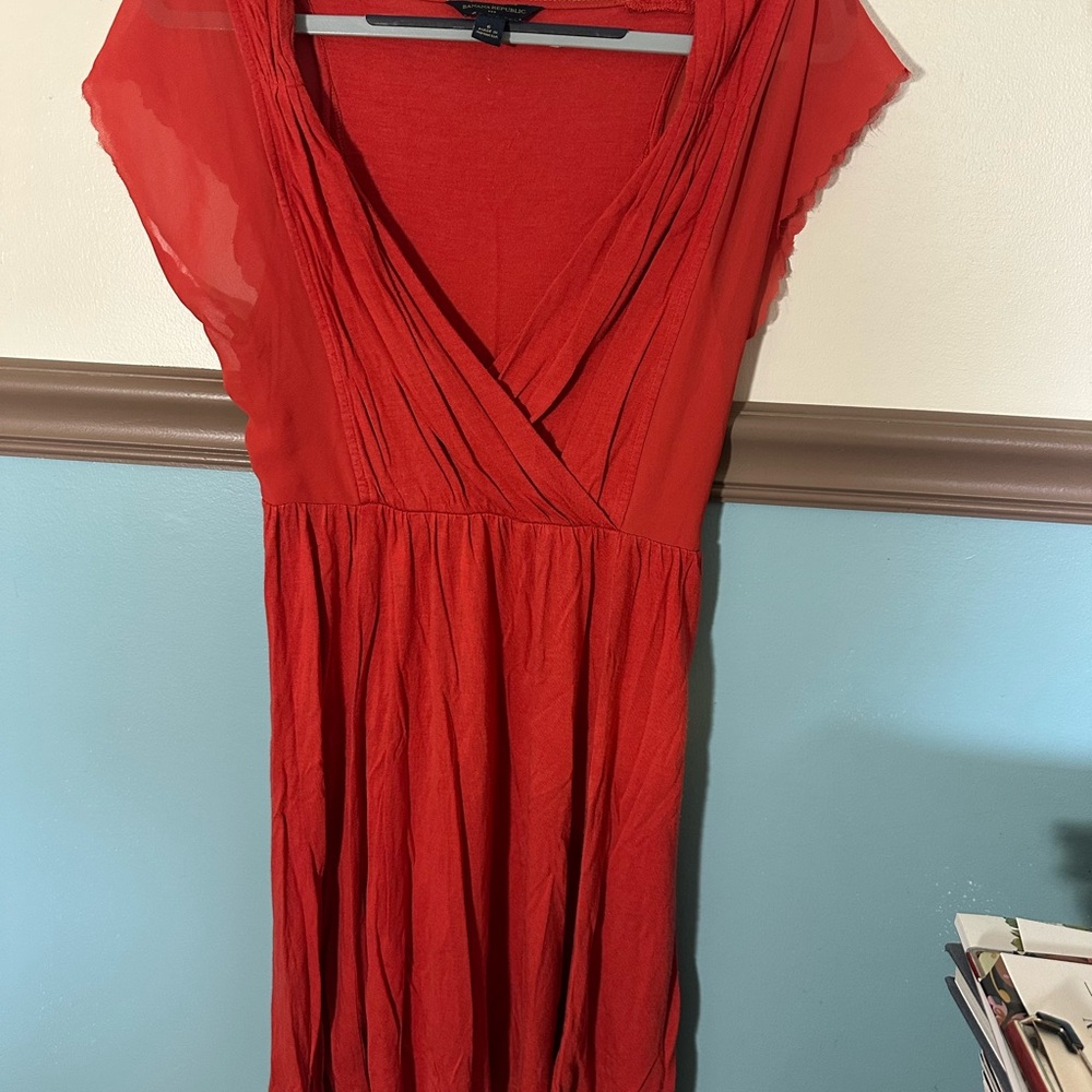 Banana Republic Coral V Neck Dress